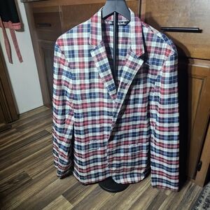 Travis Mathew Plaid Blazer, Men's XL Golf Country Club Jacket (Fits like 42L)